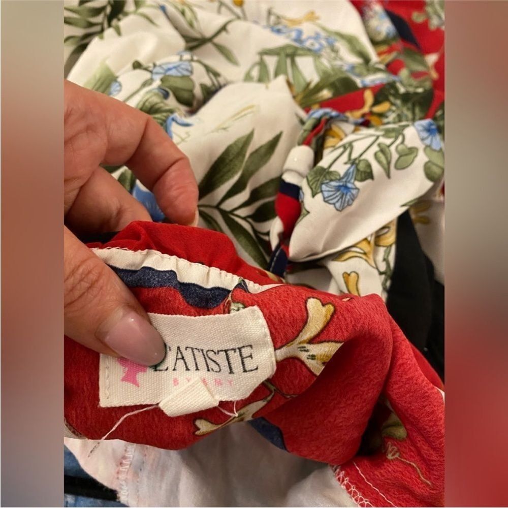 L'ATISTE Off-Shoulder Floral Jumpsuit - Red Multi, S - Picture 10 of 12